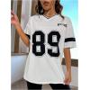 imageMilumia Womens Letter Graphic Jersey Shirts Oversized V Neck Half Sleeve Tshirt Tops StreetwearWhite