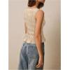 imageMilumia Womens Sleeveless Crewneck Frill Smocked Ruffle Crop Top Shirred Tank Top ShirtApricot