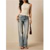 imageMilumia Womens Sleeveless Crewneck Frill Smocked Ruffle Crop Top Shirred Tank Top ShirtBeige
