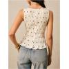 imageMilumia Womens Sleeveless Crewneck Frill Smocked Ruffle Crop Top Shirred Tank Top ShirtBeige