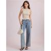 imageMilumia Womens Sleeveless Crewneck Frill Smocked Ruffle Crop Top Shirred Tank Top ShirtBeige Solid