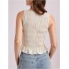 imageMilumia Womens Sleeveless Crewneck Frill Smocked Ruffle Crop Top Shirred Tank Top ShirtBeige Solid