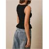 imageMilumia Womens Sleeveless Crewneck Frill Smocked Ruffle Crop Top Shirred Tank Top ShirtBlack