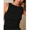 imageMilumia Womens Sleeveless Crewneck Frill Smocked Ruffle Crop Top Shirred Tank Top ShirtBlack