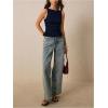 imageMilumia Womens Sleeveless Crewneck Frill Smocked Ruffle Crop Top Shirred Tank Top ShirtDeep Blue