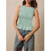 imageMilumia Womens Sleeveless Crewneck Frill Smocked Ruffle Crop Top Shirred Tank Top ShirtMint Green