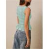 imageMilumia Womens Sleeveless Crewneck Frill Smocked Ruffle Crop Top Shirred Tank Top ShirtMint Green