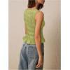 imageMilumia Womens Sleeveless Crewneck Frill Smocked Ruffle Crop Top Shirred Tank Top ShirtOlive Green