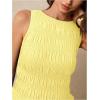imageMilumia Womens Sleeveless Crewneck Frill Smocked Ruffle Crop Top Shirred Tank Top ShirtYellow