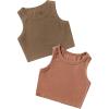 imageMilumia Girls 2 Pack Ribbed Knit Sleeveless Round Neck Casual Baisc Crop Tank TopPeru and Kahki