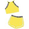 imageMilumia Girls 2PCS Outfit Tie Dye Letter Halter Cami Crop Top and Dolphin Shorts SetYellow
