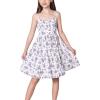 imageMilumia Girls Floral Print Cami Dress Ruffle Hem Flared Short Spaghetti Strap DressesPurple