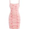 imageMilumia Girls Floral Print Ruched Bust Spaghetti Straps Bodycon Cami DressPink