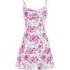 imageMilumia Girls Flower Printed Cami Short Dress Boho Spaghetti Strap Sleeveless SundressHot Pink