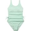 imageMilumia Girls One Piece Ribbed Knit Swimsuit Ruched Knot Scoop Neck Bathing SuitZ Mint Green