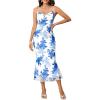 imageMilumia Womens Floral Cowl Neck Bodycon Maxi Dress Mesh Long Dresses Cocktail PartyLight Blue and White