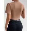 imageMilumia Womens Casual Ruched Mock Neck T Shirt Short Sleeve Tee Bodysuit JumpsuitSolid Brown
