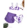 imageMilumia Girls 3 Piece Tie Dye Bikini Set Swimsuit with Drawstring Beach Skirt SwimwearTie Dye Purple