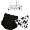 imageMilumia Girls 3 Piece Tie Dye Bikini Set Swimsuit with Drawstring Beach Skirt SwimwearWhite and Black