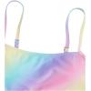 imageMilumia Girls 3 Set Rainbow Tie Dye Bikini Swimsuit with Drawstring Beach Skirt SwimwearMulticolor