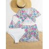 imageMilumia Girls 4 Piece Swimsuit Tropical Print Spaghetti Strap Bikini Sets with Coverups Multi Floral 89 Years