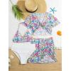 imageMilumia Girls 4 Piece Swimsuit Tropical Print Spaghetti Strap Bikini Sets with Coverups Multi Floral 89 Years