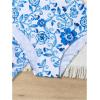 imageMilumia Girls Floral Print Cut Out Spaghetti Strap One Piece Swimsuit with Beach SkirtBlue and White