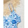 imageMilumia Girls Floral Print Cut Out Spaghetti Strap One Piece Swimsuit with Beach SkirtBlue and White