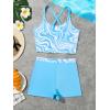 imageMilumia Girls Two Piece Tankini Set Boho Marble Print Tankini Top and Shorts SwimsuitBlue