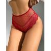 imageMilumia Women Lace up High Waist Mesh Lace Sexy Panties Underwear