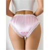 imageMilumia Women Sexy Lace Pearl Bow Satin Panties Low Rise Ruffle Cute Underwear