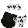 imageMilumia Girls 3 Piece Tie Dye Bikini Set Swimsuit with Drawstring Beach Skirt SwimwearWhite and Black