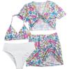 imageMilumia Girls 4 Piece Swimsuit Tropical Print Spaghetti Strap Bikini Sets with Coverups Multi Floral 89 Years
