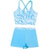 imageMilumia Girls Two Piece Tankini Set Boho Marble Print Tankini Top and Shorts SwimsuitBlue