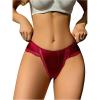 imageMilumia Low Waist Satin Panties for Women Sexy Silky Lace Trim Thong Bikini Briefs Lingerie Underwear