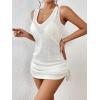 imageMilumia Women Backless Bikini Cover Ups V Neck Sleeveless Drawstring Beach Mini DressesWhite