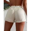 imageMilumia Women Ruffle Beach Cover up Shorts High Waist Swimwear Bottom with BikiniBeige