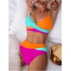 imageMilumia Womens 2 Piece High Waist Swimsuits Colorblock Wrap Bikini Sets SwimwearMulticolor