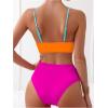 imageMilumia Womens 2 Piece High Waist Swimsuits Colorblock Wrap Bikini Sets SwimwearMulticolor