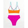 imageMilumia Womens 2 Piece High Waist Swimsuits Colorblock Wrap Bikini Sets SwimwearMulticolor