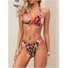 imageMilumia Womens 3 Piece Floral Bikini Sets Tie Backless Halter Swimsuit with Draped Beach DressBrown