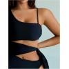imageMilumia Womens Asymmetrical Neck Cut Out Monokini Sexy Tie Side One Piece SwimsuitsBlack