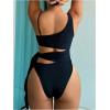 imageMilumia Womens Asymmetrical Neck Cut Out Monokini Sexy Tie Side One Piece SwimsuitsBlack