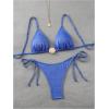 imageMilumia Womens Shiny Bikini Sets Shell Decor Halter Bikini Swimsuit Two Piece Bathing SuitsBlue