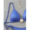 imageMilumia Womens Shiny Bikini Sets Shell Decor Halter Bikini Swimsuit Two Piece Bathing SuitsBlue