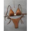 imageMilumia Womens Shiny Bikini Sets Shell Decor Halter Bikini Swimsuit Two Piece Bathing SuitsBrown
