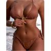 imageMilumia Womens Shiny Bikini Sets Shell Decor Halter Bikini Swimsuit Two Piece Bathing SuitsBrown