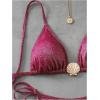 imageMilumia Womens Shiny Bikini Sets Shell Decor Halter Bikini Swimsuit Two Piece Bathing SuitsPurple