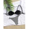imageMilumia Womens Striped Bikini Set Two Piece Metal Colorblock Bathing Suit Thong SwimsuitsBlack and White