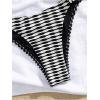 imageMilumia Womens Striped Bikini Set Two Piece Metal Colorblock Bathing Suit Thong SwimsuitsBlack and White